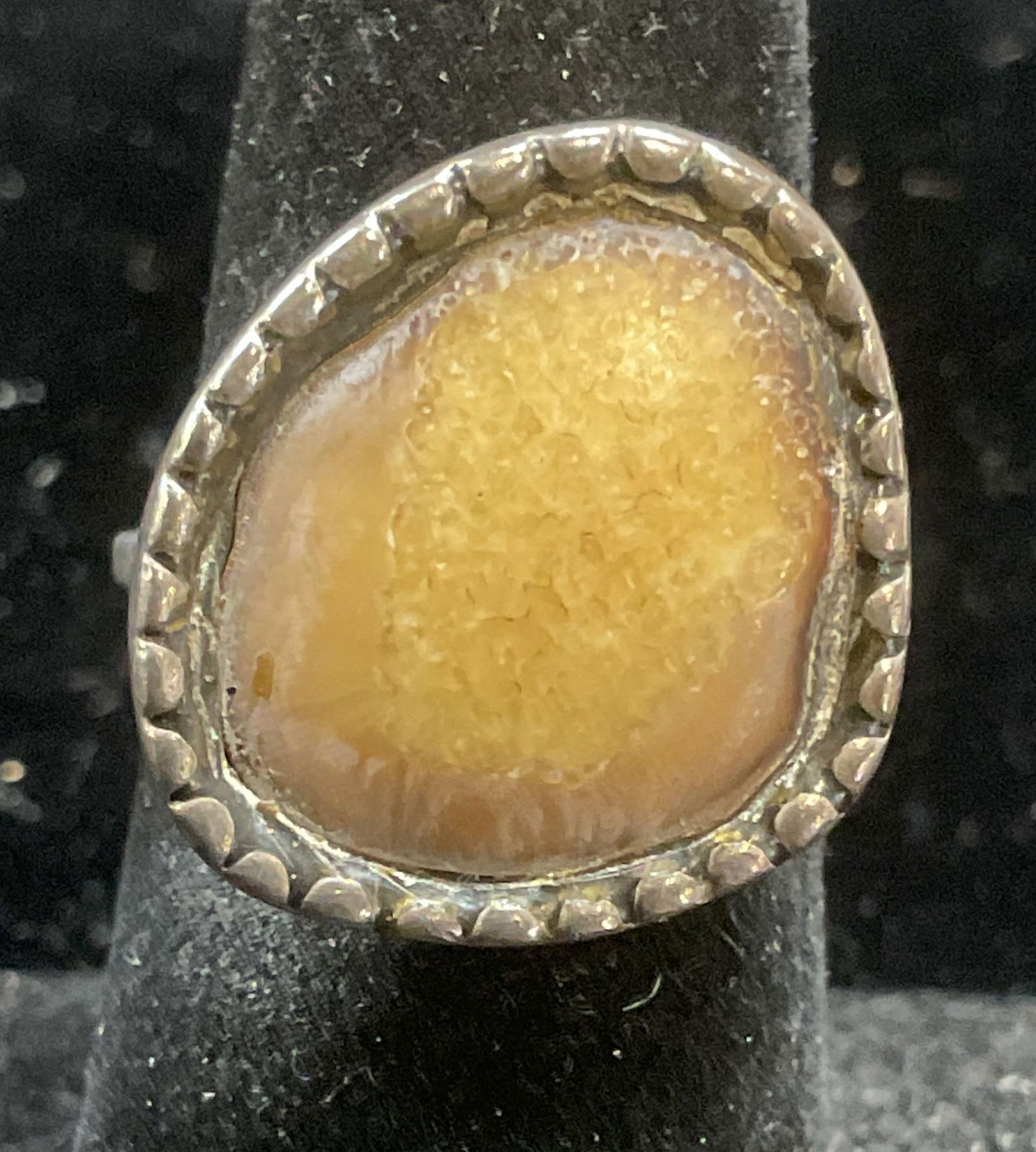 Vintage Sterling Silver Yellow Cabochon Ring (1 of 6)