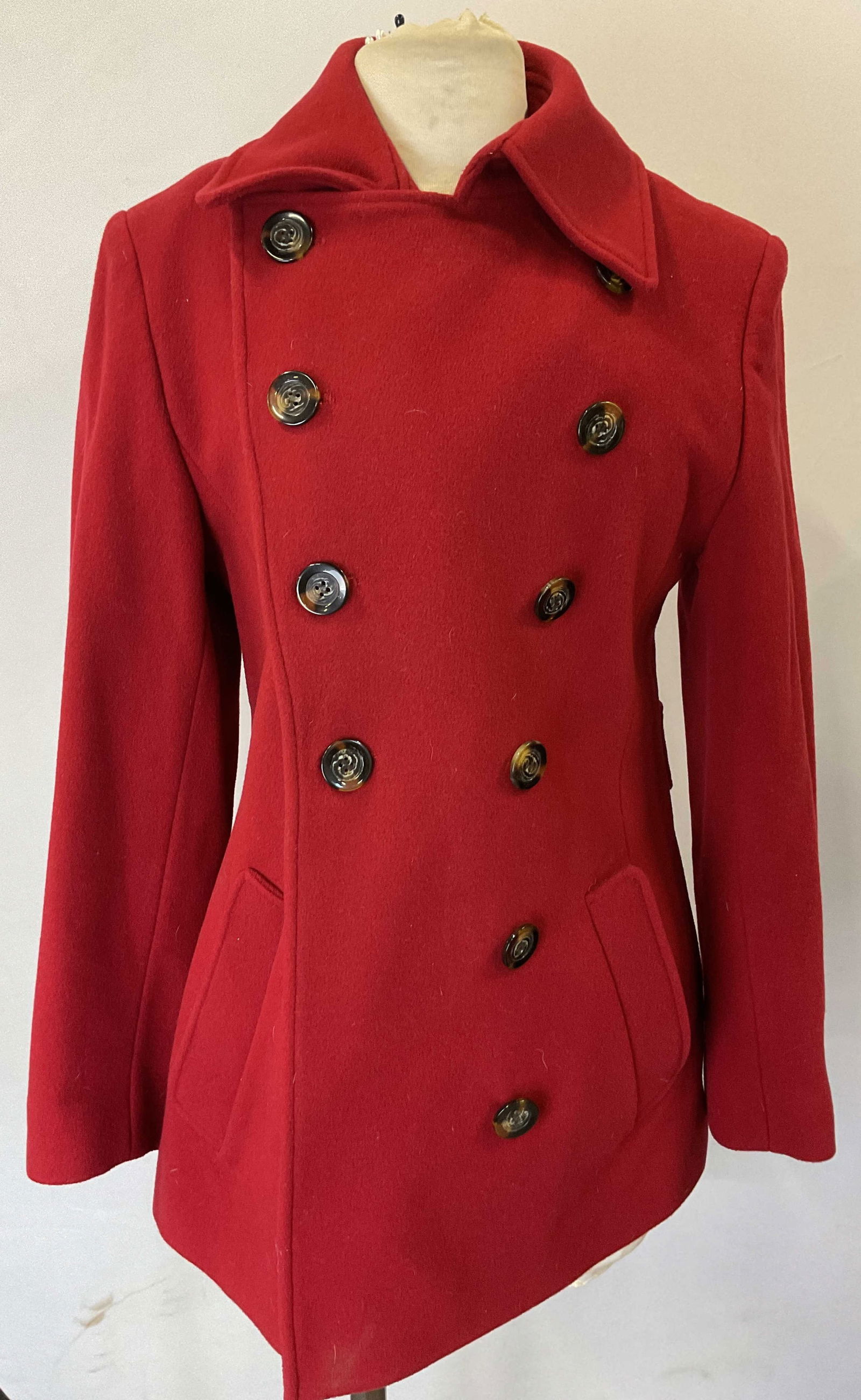 Vtg Jones New York Red Wool Trench Coat (1 of 10)