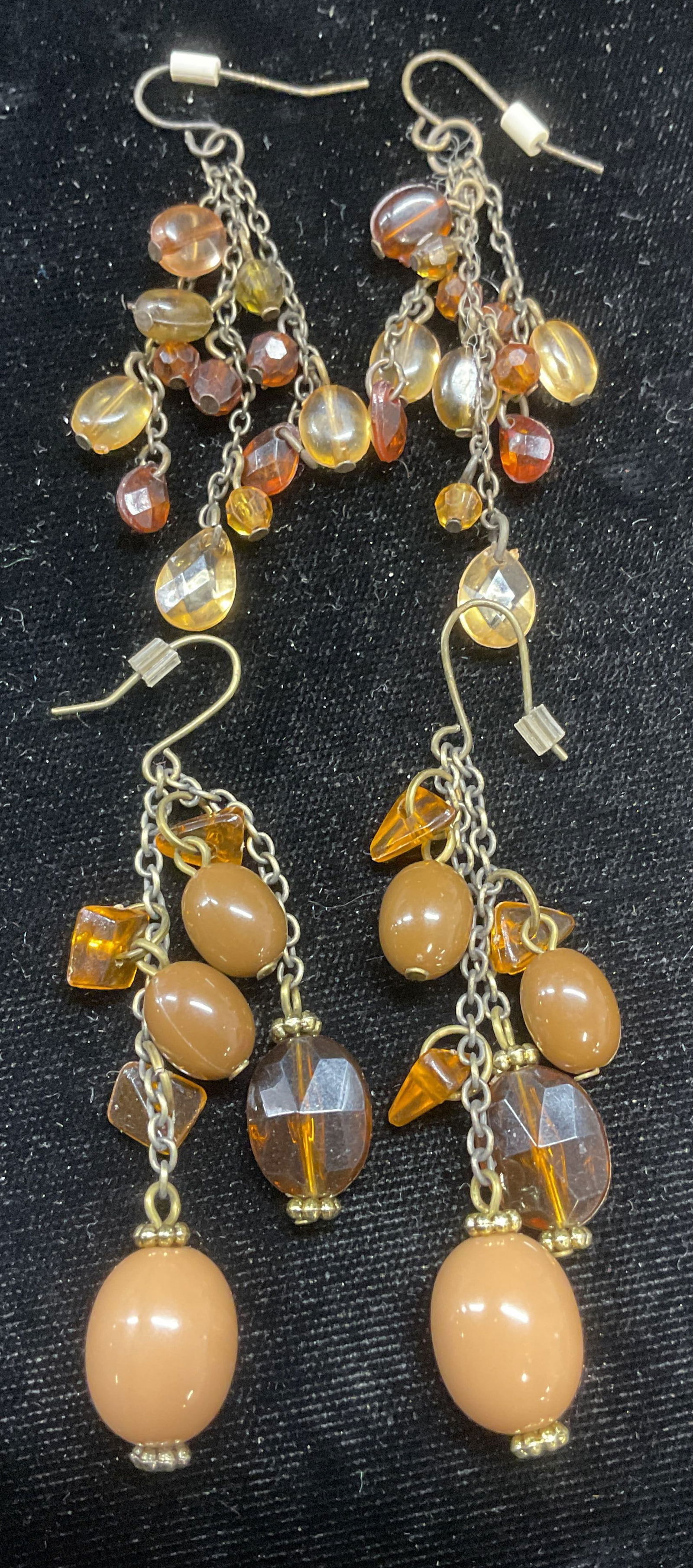 Lot 2 Vintage Lucite Amber Crystal Earrings (1 of 7)