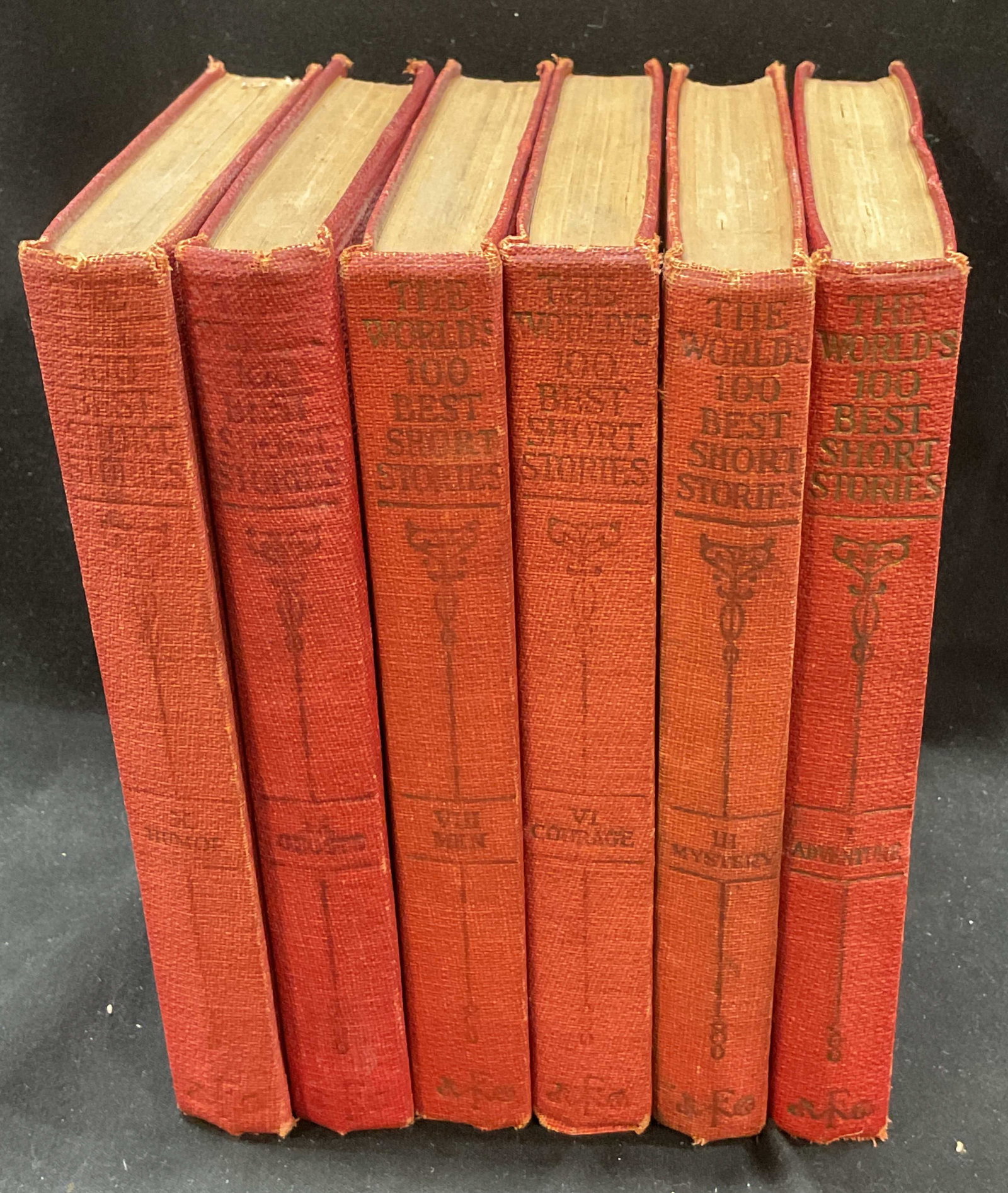 Set6 Vntg Worlds 100 Best Short Stories Books 1927: Set 6 The Worlds 100 Best Short Stories series books. Set includes Volumes 1, 3, 4, 8, 9, 10. Editor in Chief by Grant Overton. Published by Funk & Wagnalls Company. Copyright 1927 by Funk & Wagnalls 