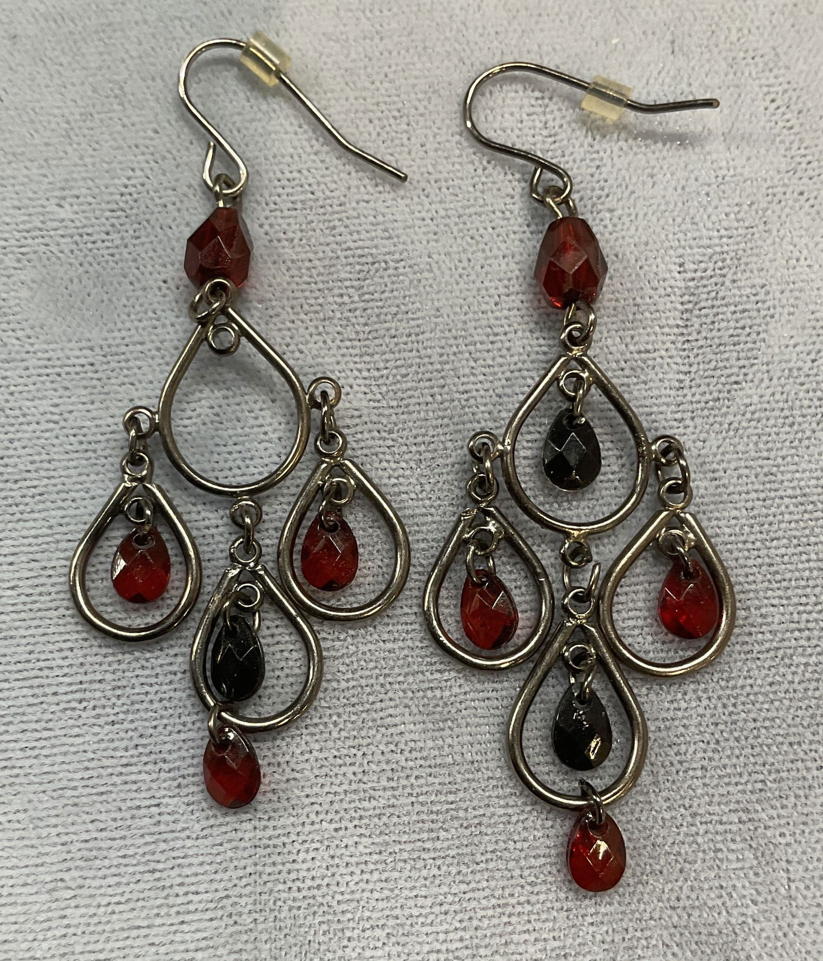 Vintage Silver Tone Crystal Drop Dangle Earrings (1 of 6)