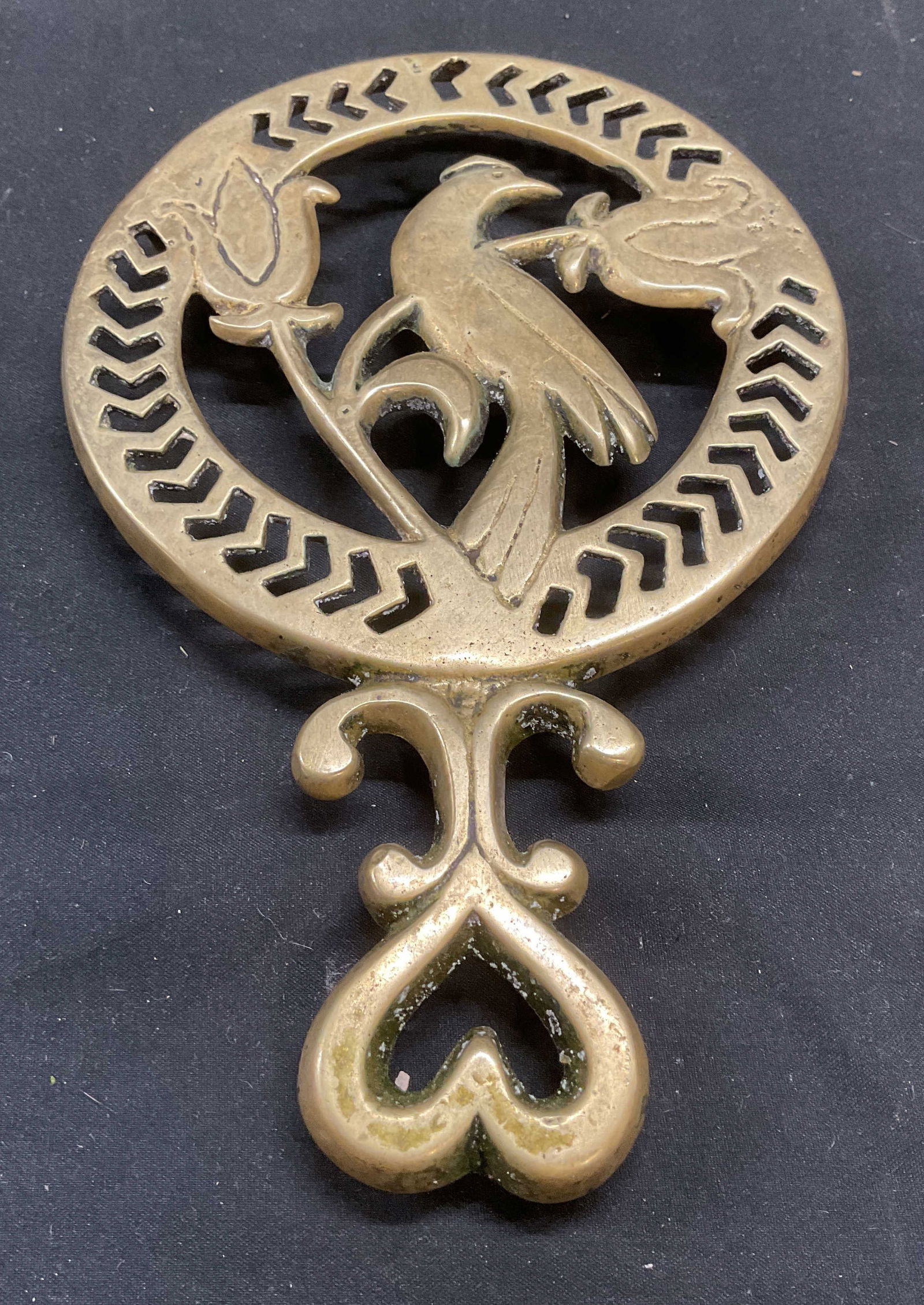 Vintage Brass Bird & Flowers Trivet (1 of 6)