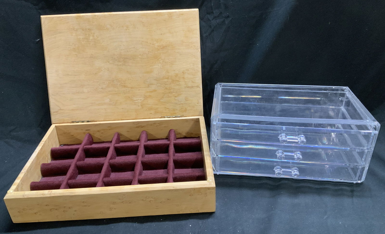 Lot 2 Clear Acrylic & Wooden Jewelry Storage Box (1 of 7)
