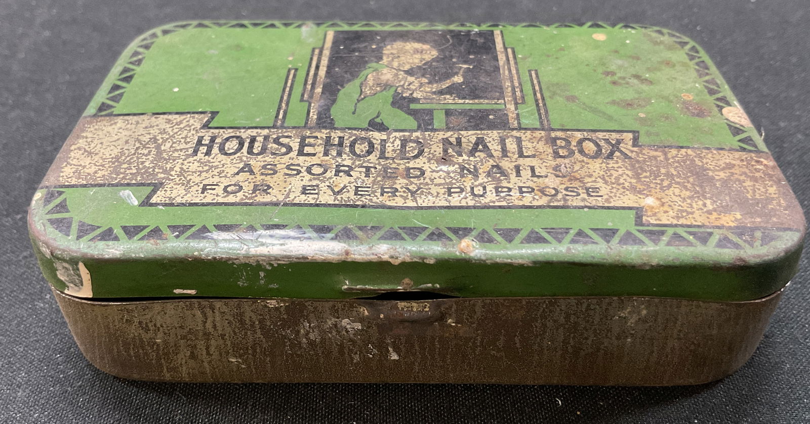 Vtg Tin Household Nail Box Container USA (1 of 8)