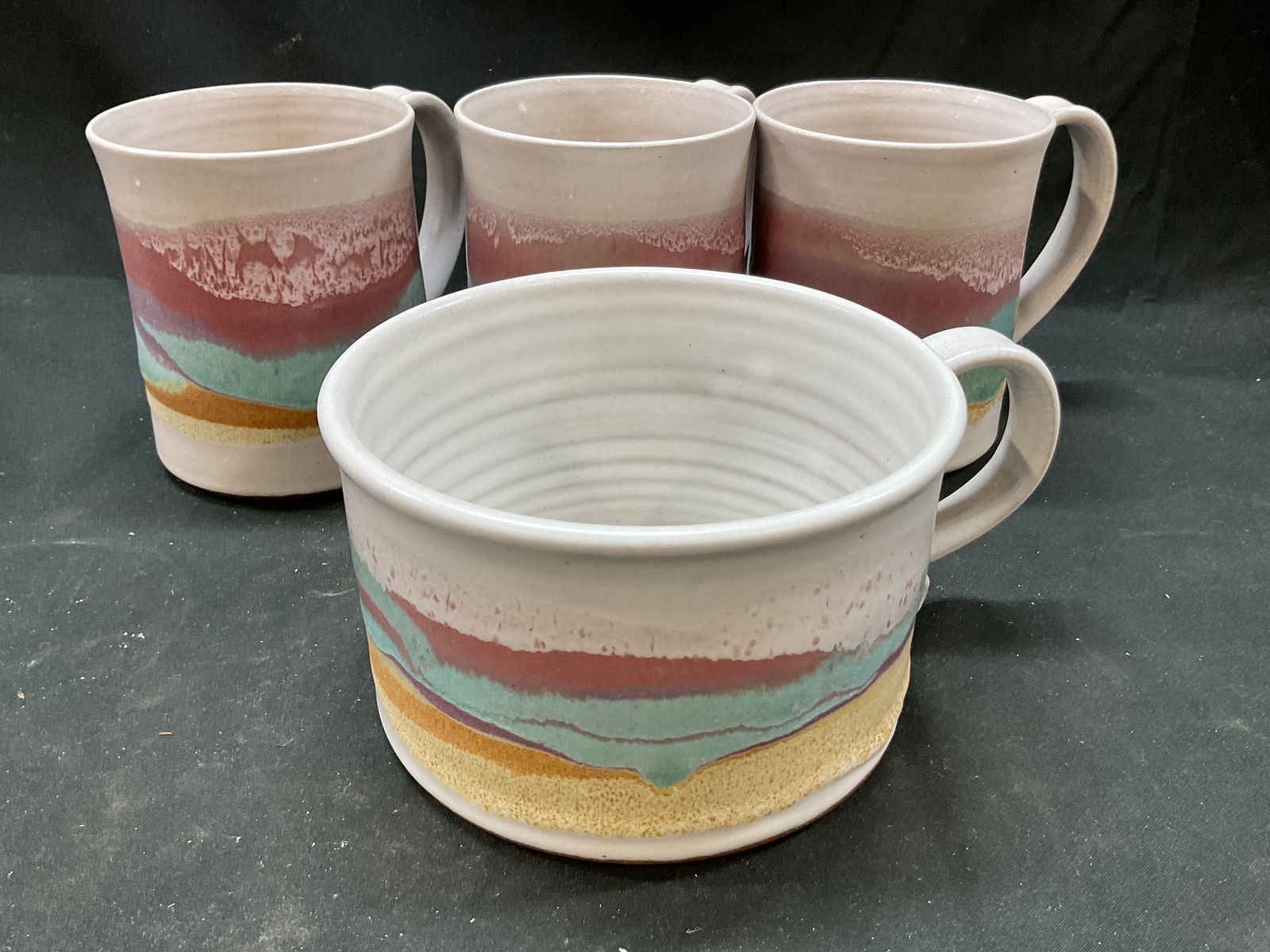 Set 4 Signed Spira Handmade Ceramic Colorful Mugs (1 of 8)