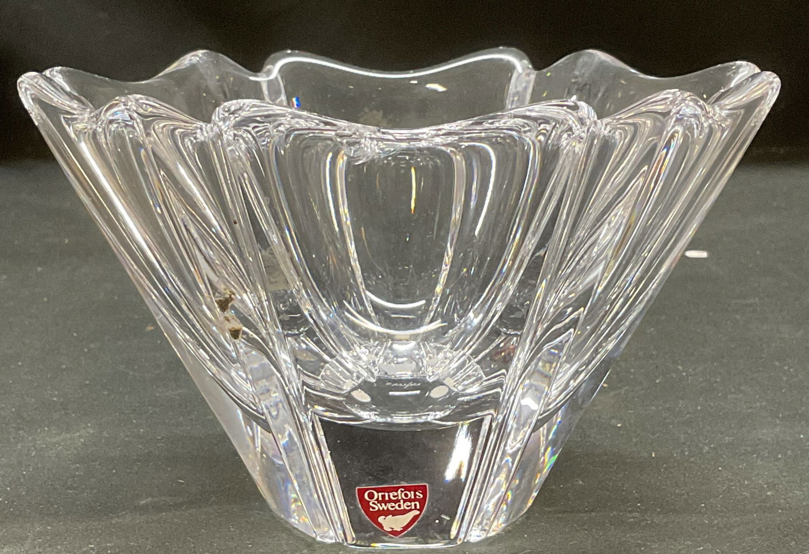 ORREFORS Sweden Crystal Flower Bowl (1 of 6)