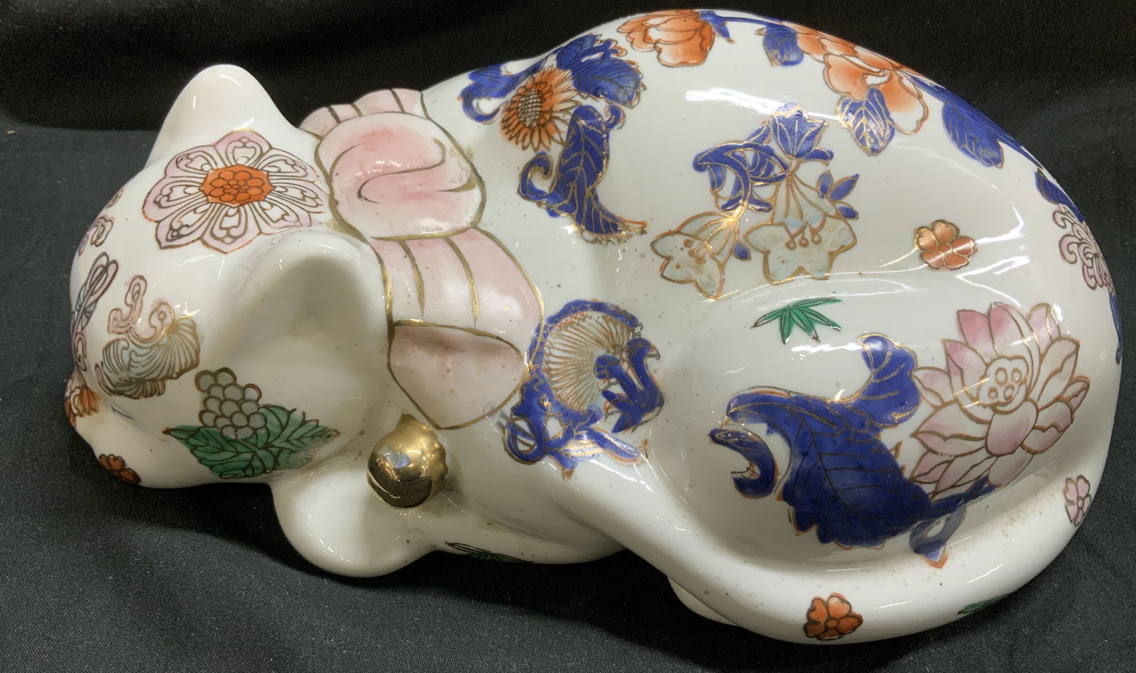 Vntg Chinese Chinoiserie Resting Cat Porc Figurine (1 of 6)