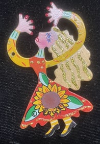 Sgn Rossi Handmade Figural Flower Pendant