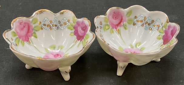 Set 2 Porcelain Footed Nippon Salt Cellars