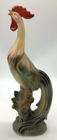 Vntg Ceramic Crowing Rooster Figurine JAPAN
