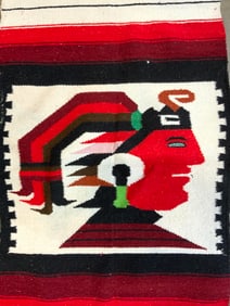 Vtg Handmade Navajo Style Wool Runner W Fringes