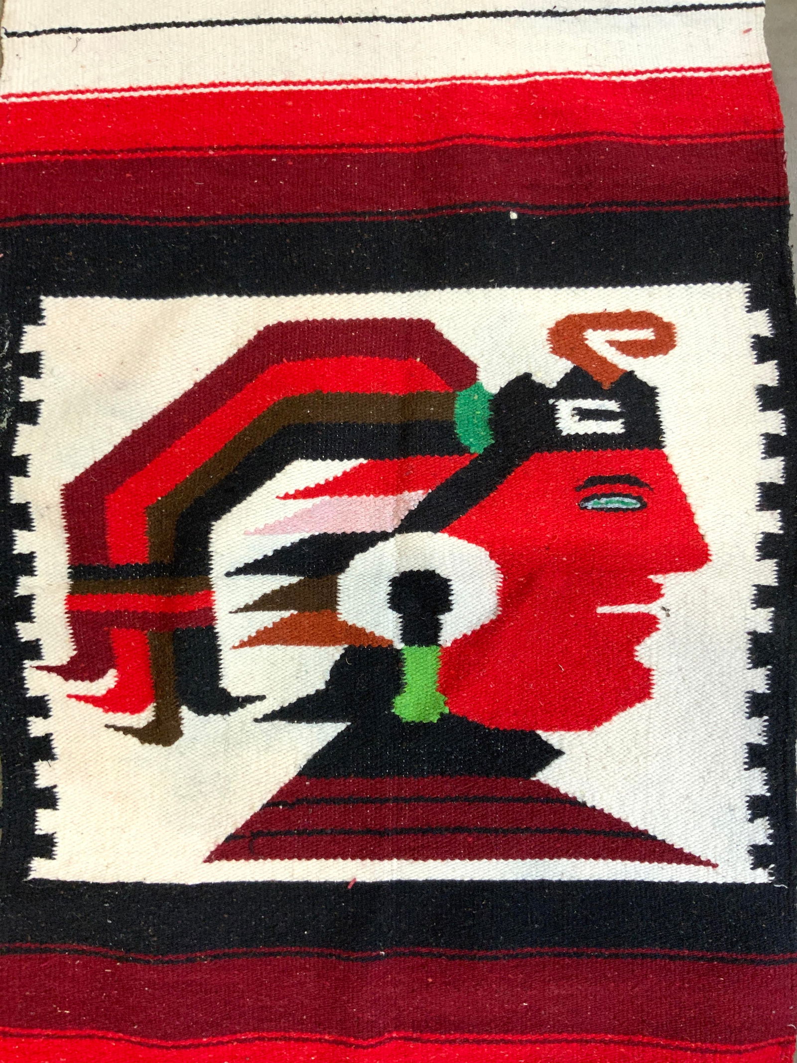 Vtg Handmade Navajo Style Wool Runner W Fringes (1 of 8)