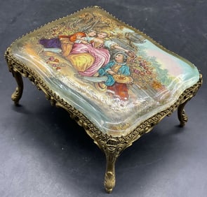 Antique Hand Painted Enamel Table Figural