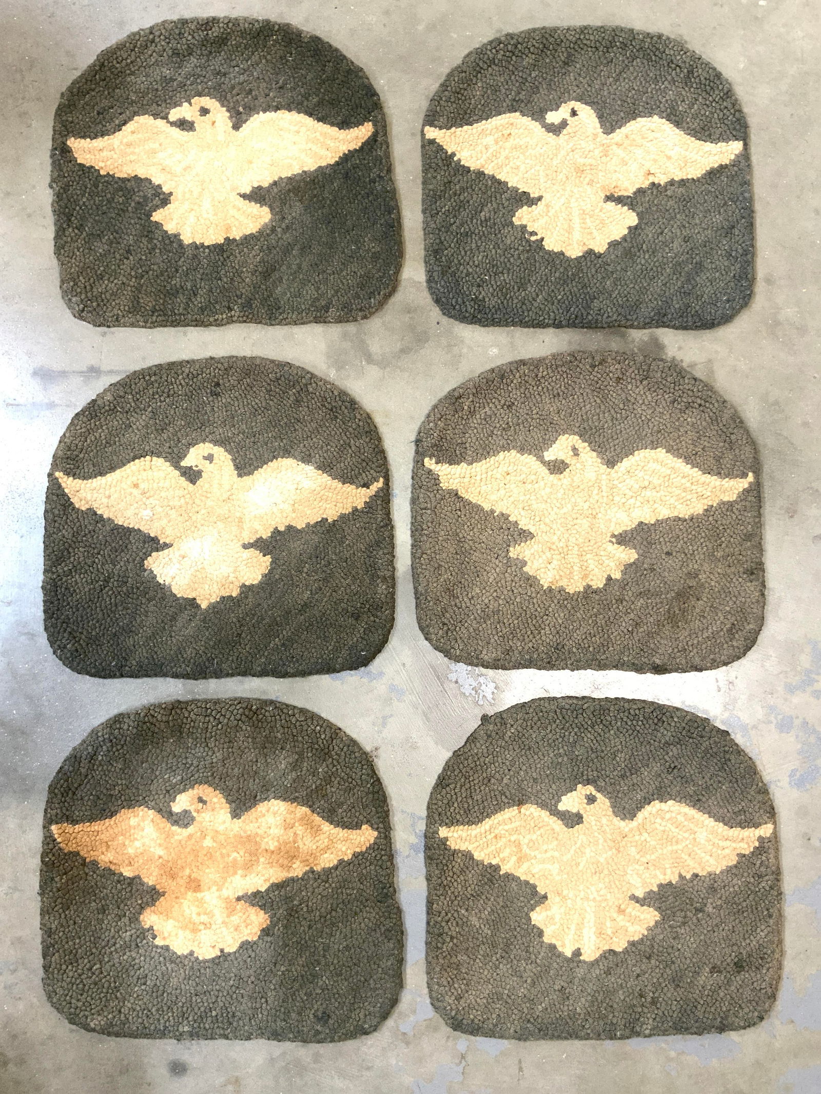 Set 6 Vintage Hooked Eagle / Bird Rugs (1 of 6)