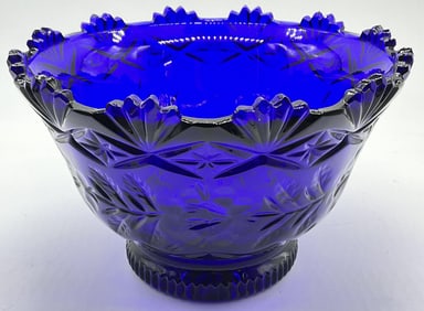 Cobalt Blue Cut Crystal Bowl