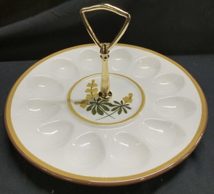 Vntg Stangl Golden Blossom Porc Egg Plate NJ USA