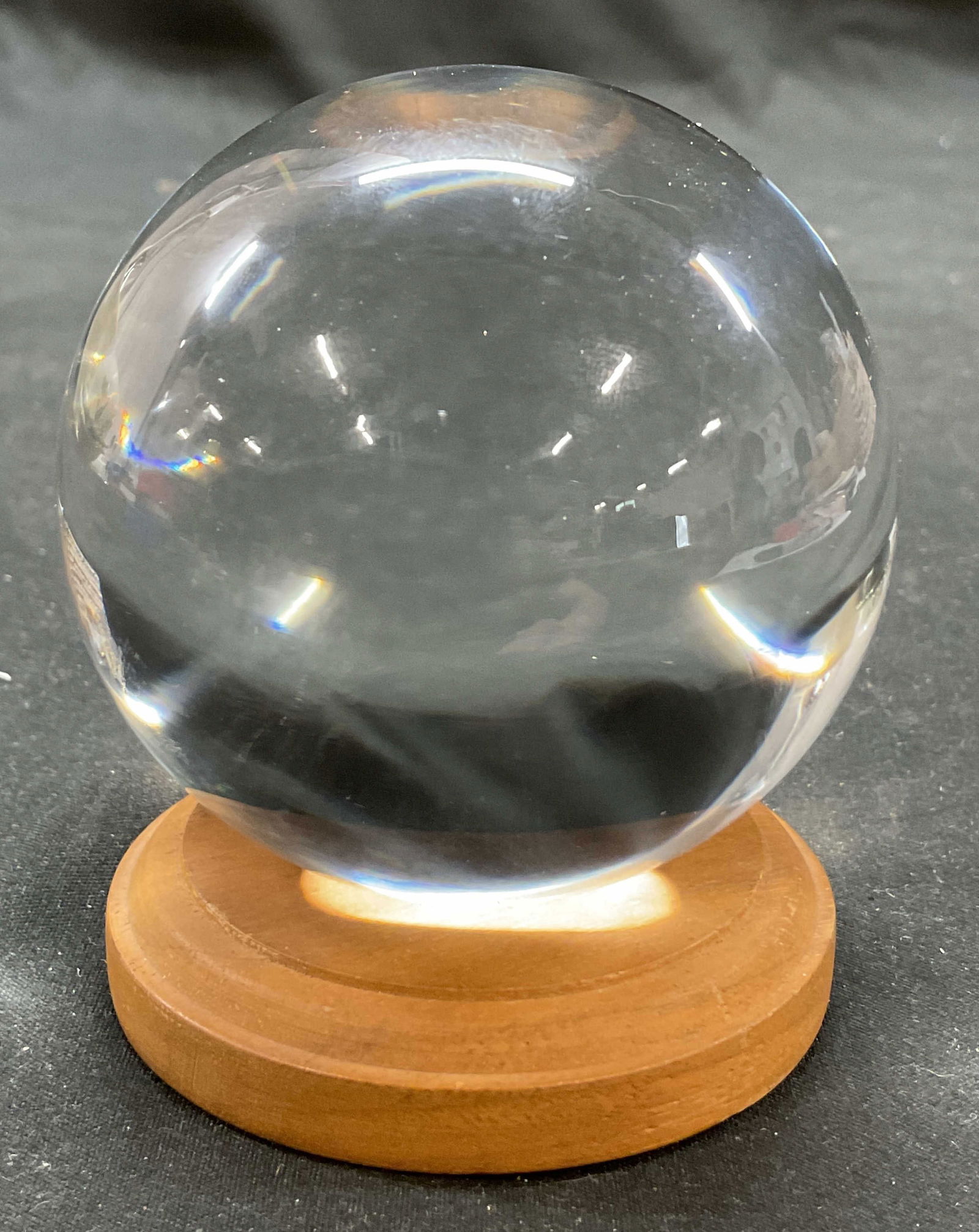 Vtg Decorative Glass Crystal Ball w Wood Stand (1 of 9)
