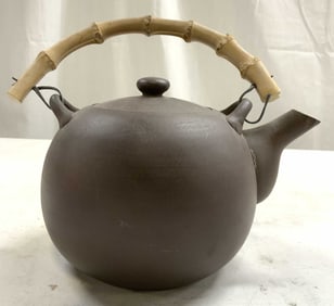 Zisha Clay Teapot W Lid & Bamboo Handle