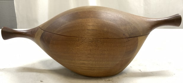 Daniel Loomis Valenza H Craft Walnut Bowl W Lid 1960