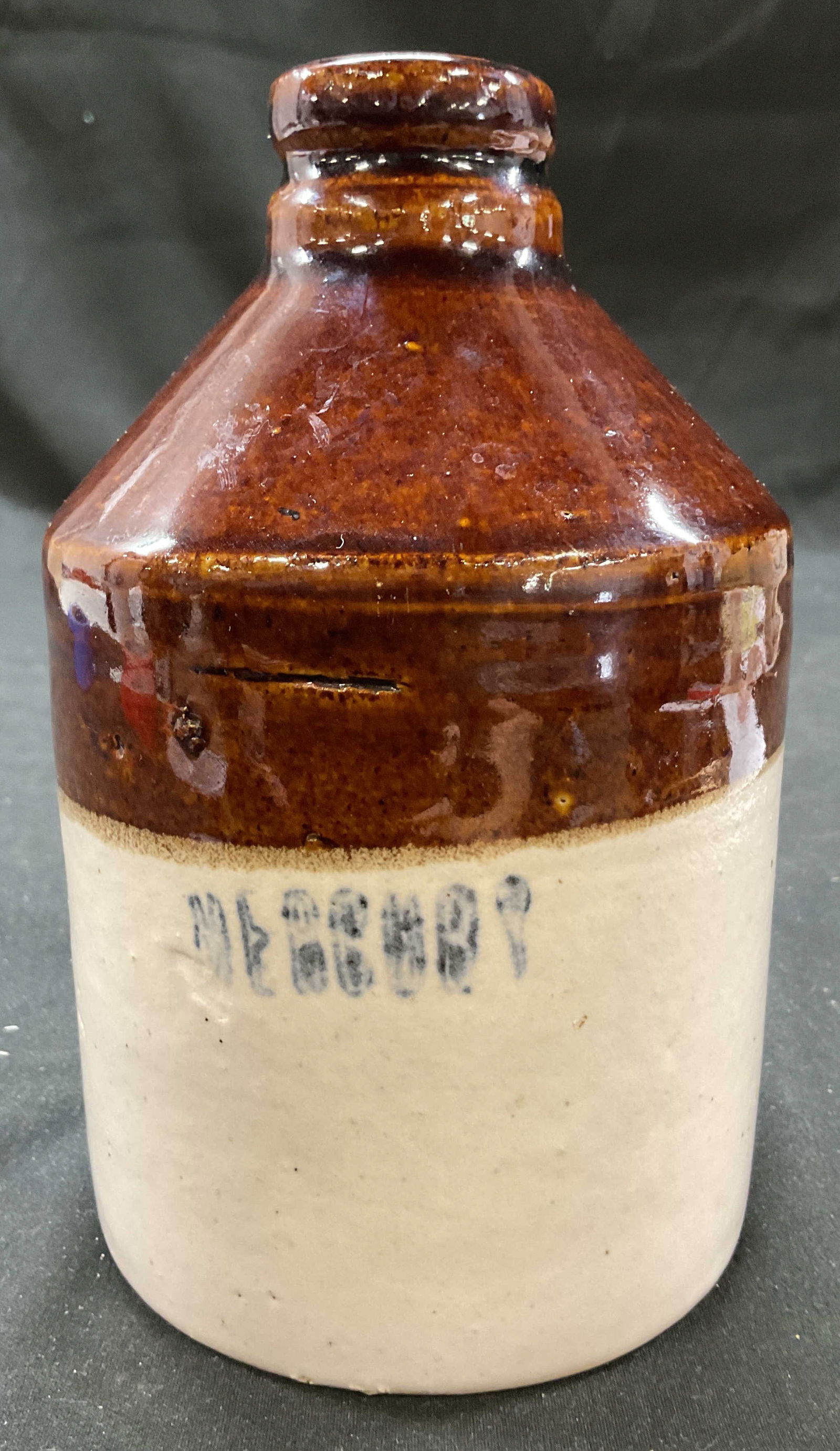 Atq Stoneware MERCURY Bottle Jug Glazed Cork (1 of 7)