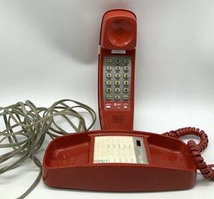 Vntg AT&T Trimeline 230 Red Push Button Telephone