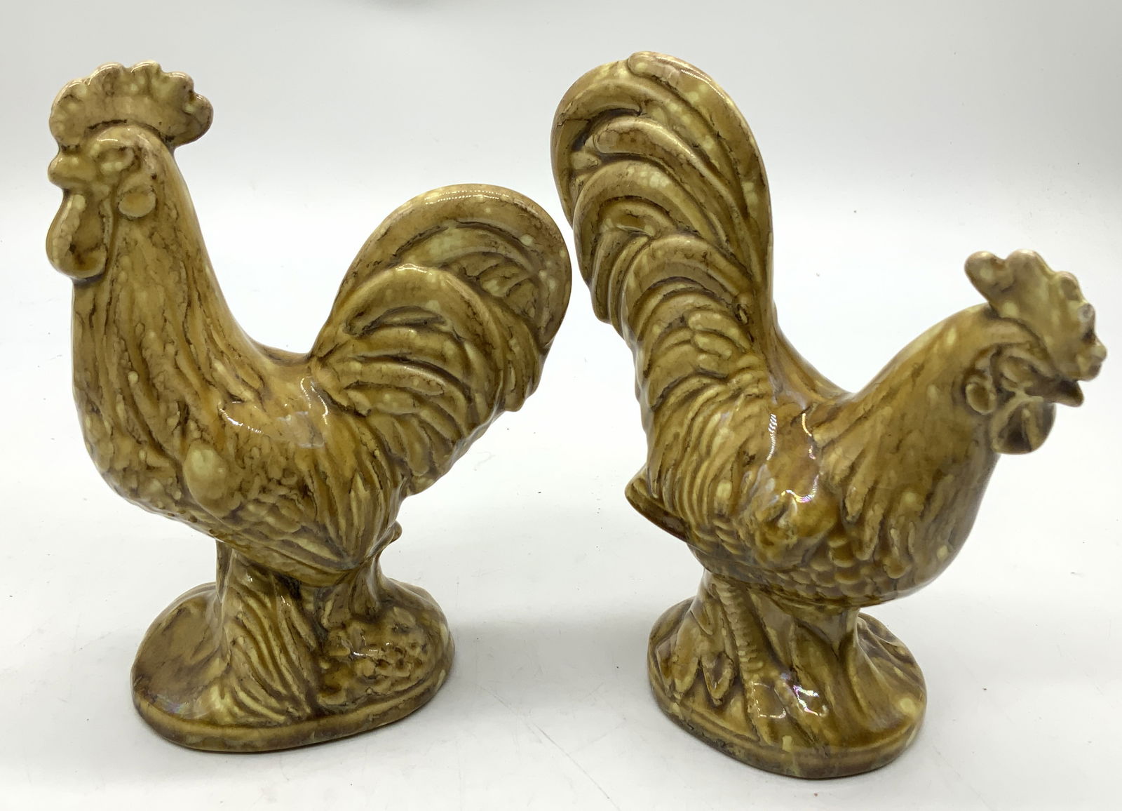 SIGNED Vntg Yellow Rustic Ceramic Rooster Figurine (1 of 8)