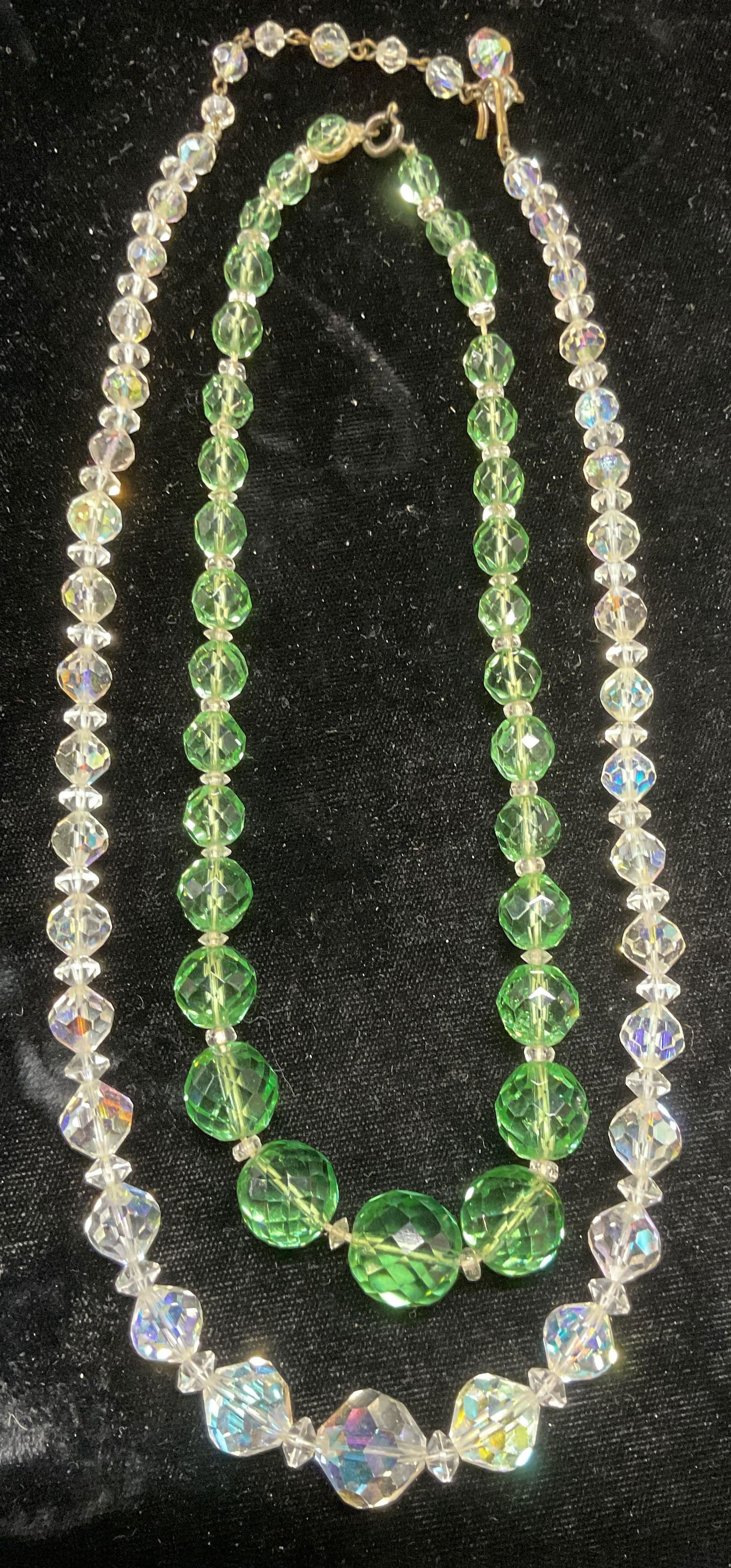 Lot 2 Vtg Green Colorless Crystal Necklaces (1 of 7)