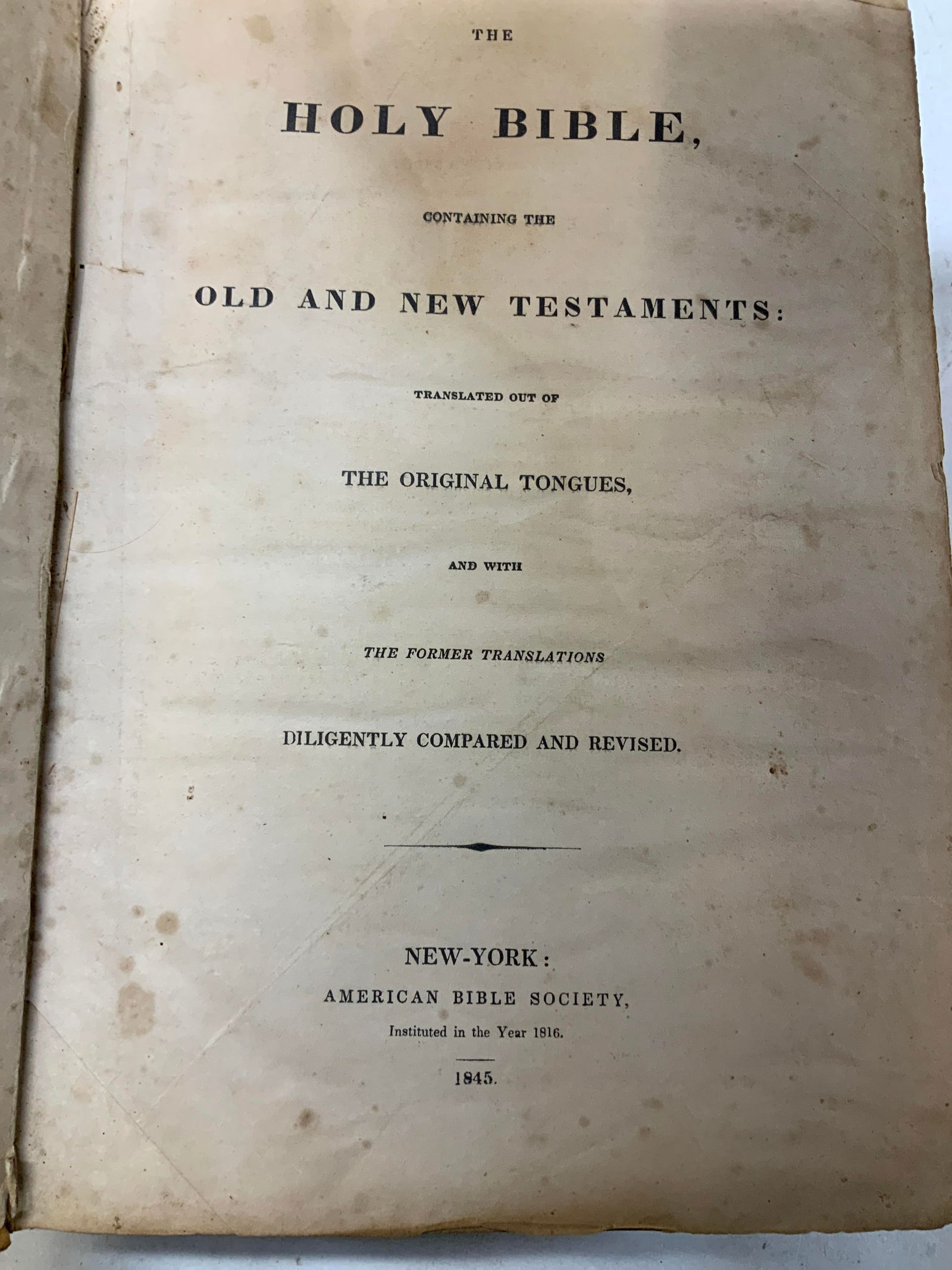 Antq 1845 The Holy Bible Old & New Testaments Book (1 of 11)