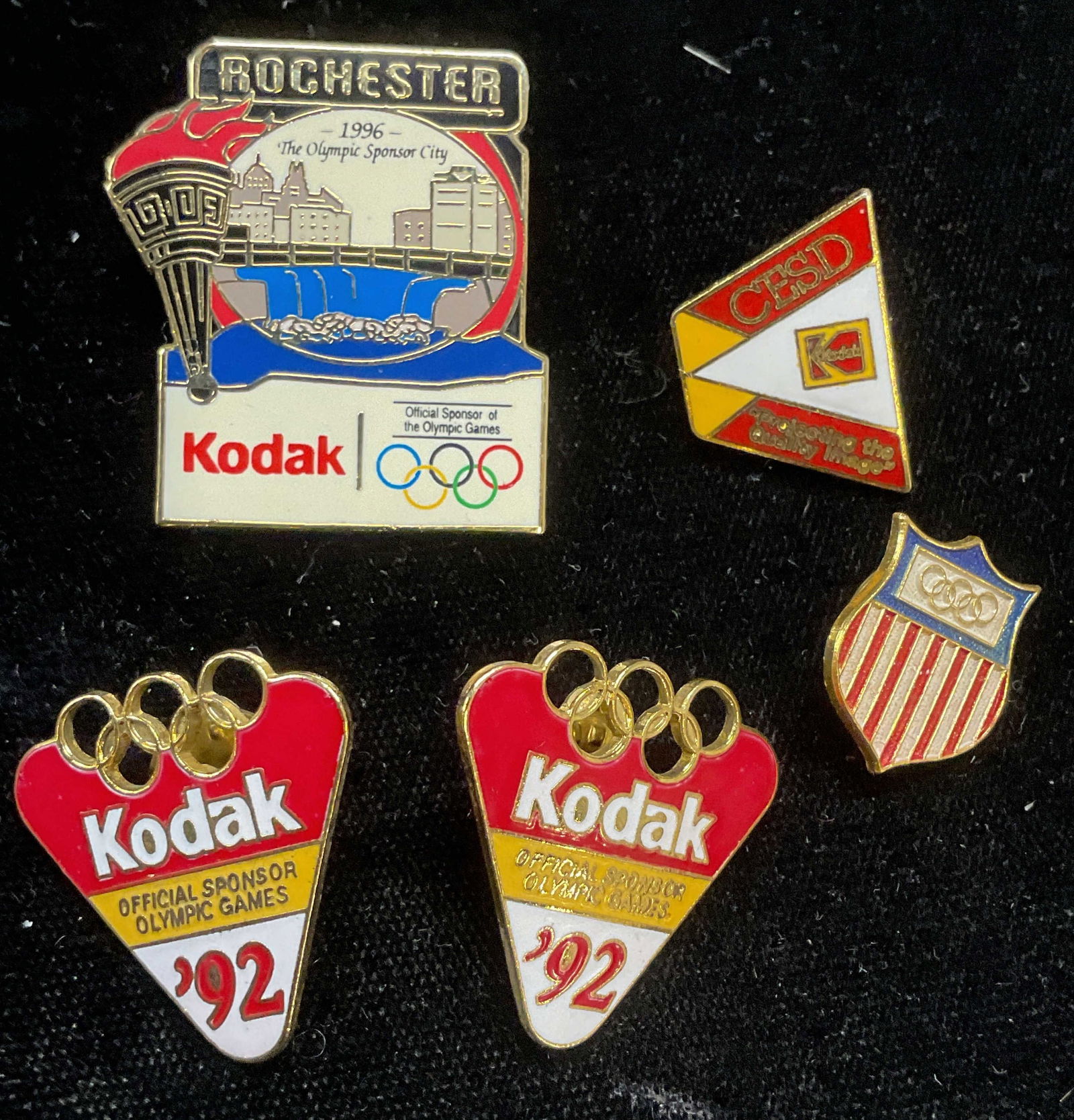 Lot 5 Vtg Kodak & USA Olympics Enamel Pins 1992+ (1 of 6)