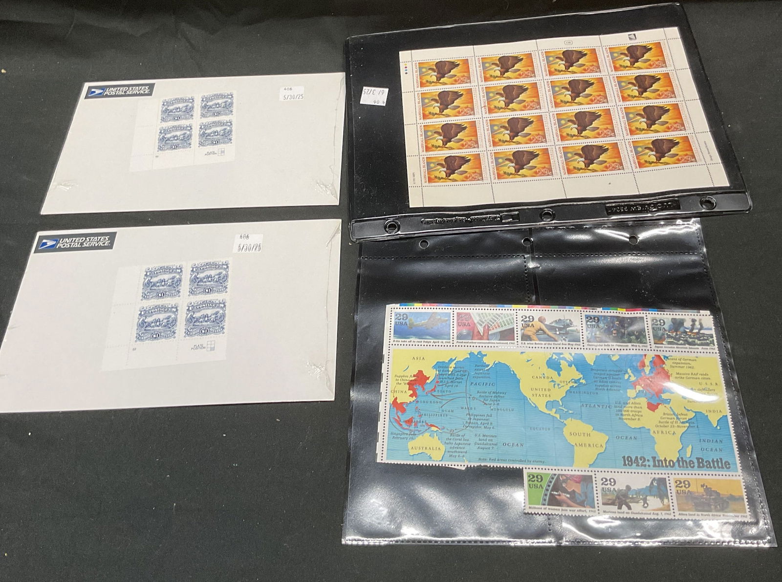 Lot 4 USA Stamp Sheets WWII, Eagle, 1942 + (1 of 6)