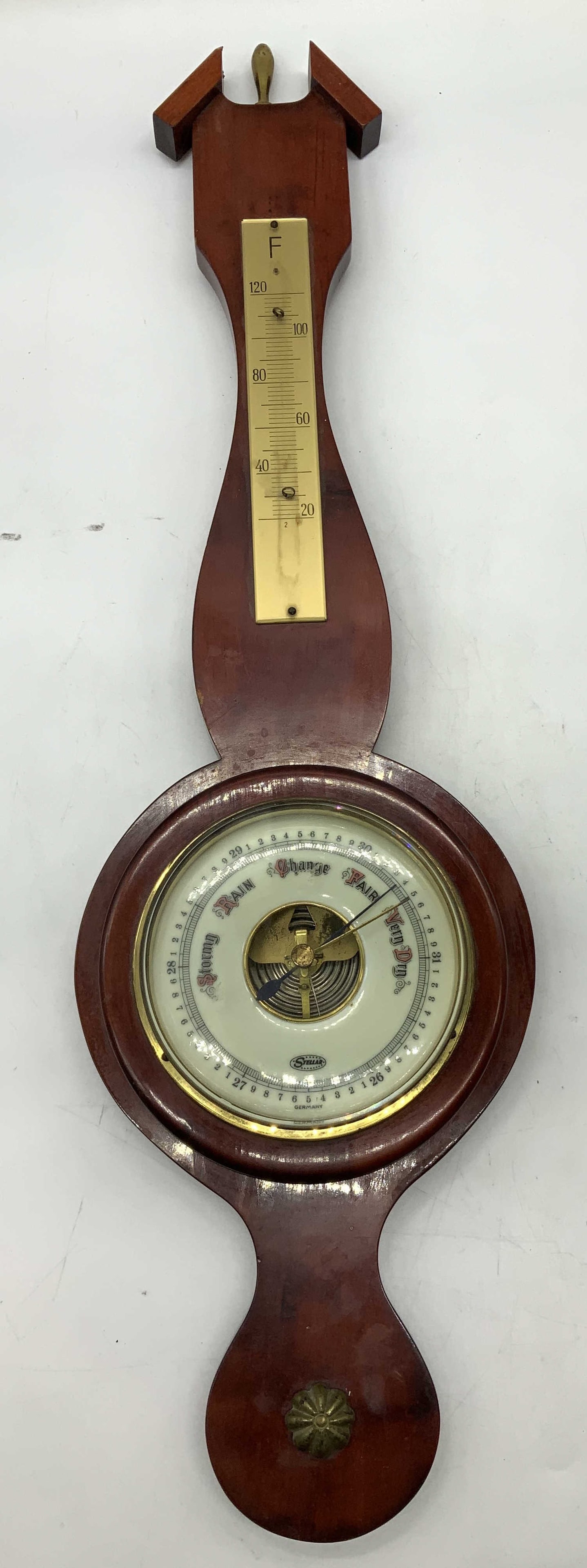 Vntg Stellar Banjo Wood Weather Station GRMNY 21in (1 of 7)