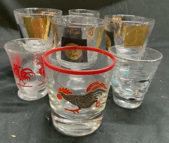 Lot 7 Glass Cups Vessels, Cera MCM +