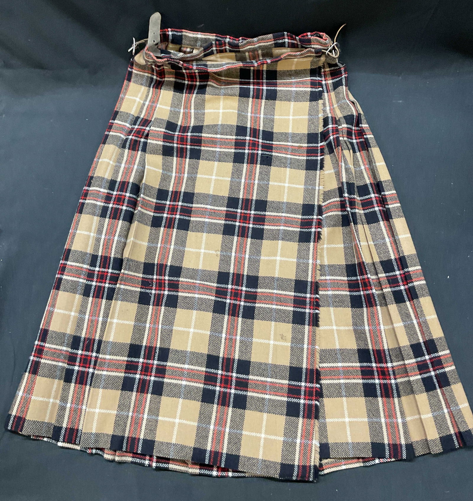 Vtg Scottish Brown Plaid Pleated Wool Kilt England (1 of 12)