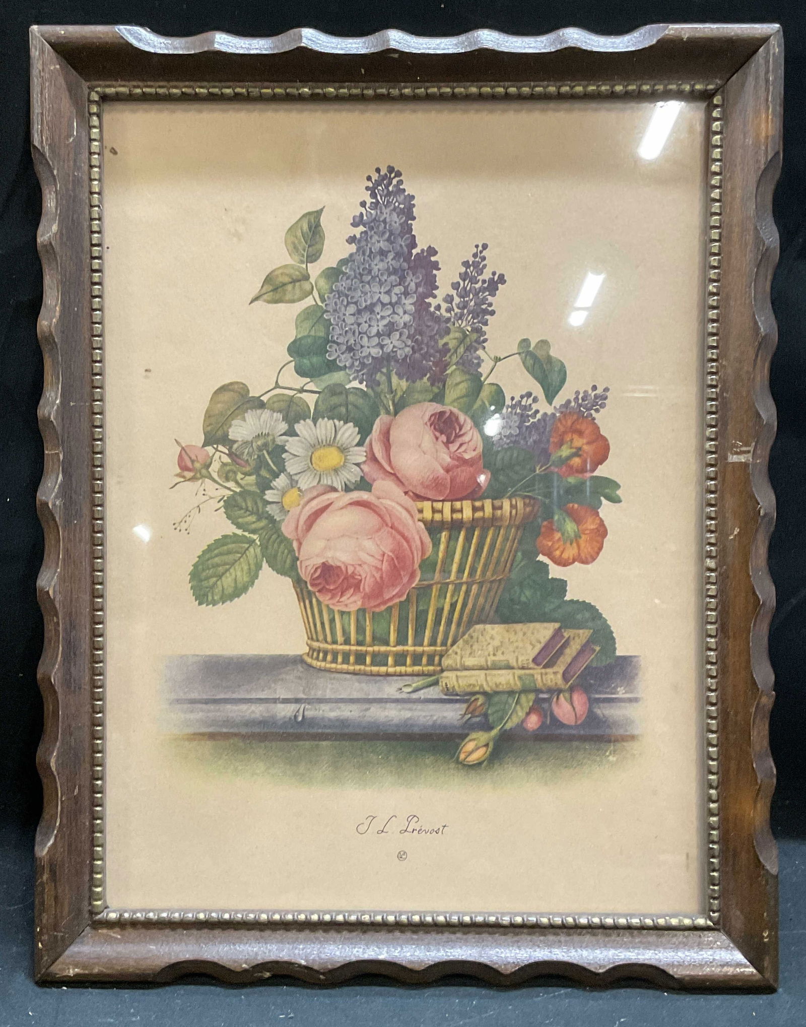 Framed After Prevost Still Life Flowers Lithograph (1 of 6)