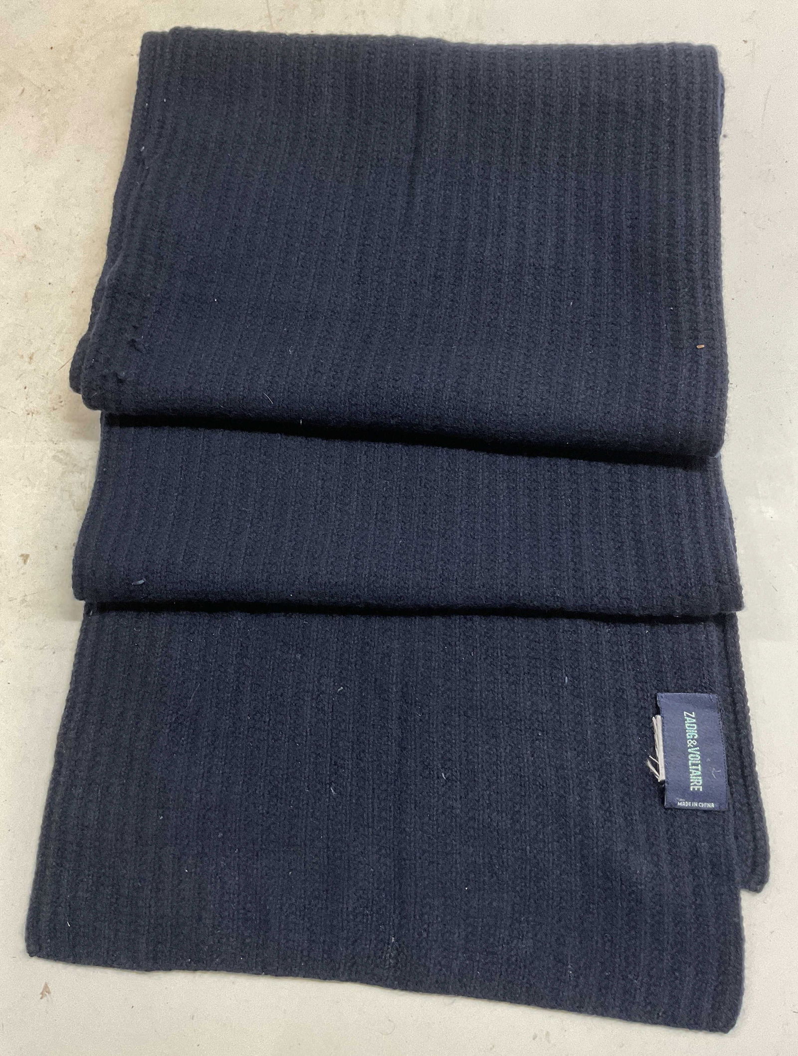Vtg Zadig & Voltaire Navy Blue Wool Blend Scarf (1 of 9)