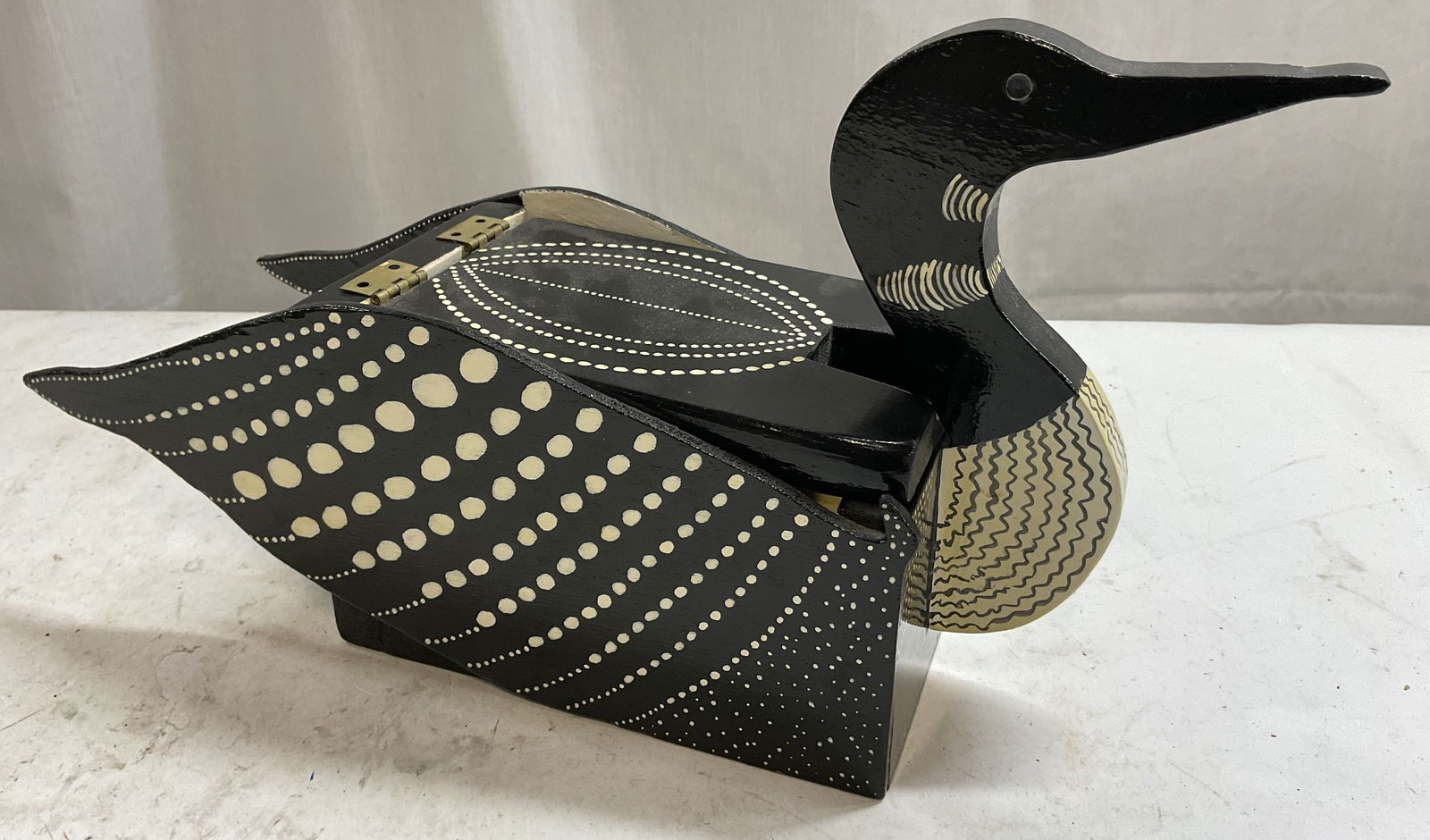 Vtg Signed Hand Crafted Wooden Loon Box (1 of 10)