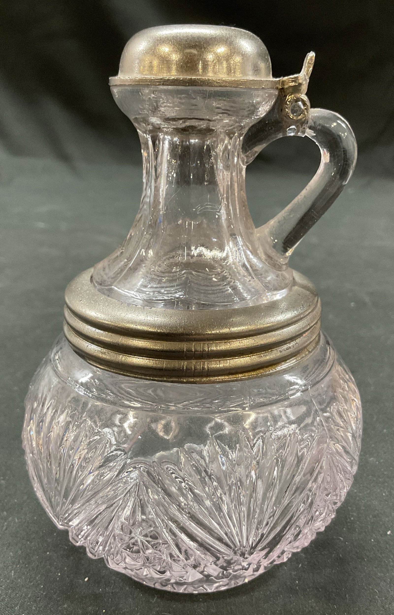 Vtg EAPG Glass Silver Plated Syrup Pitcher Cruet (1 of 9)