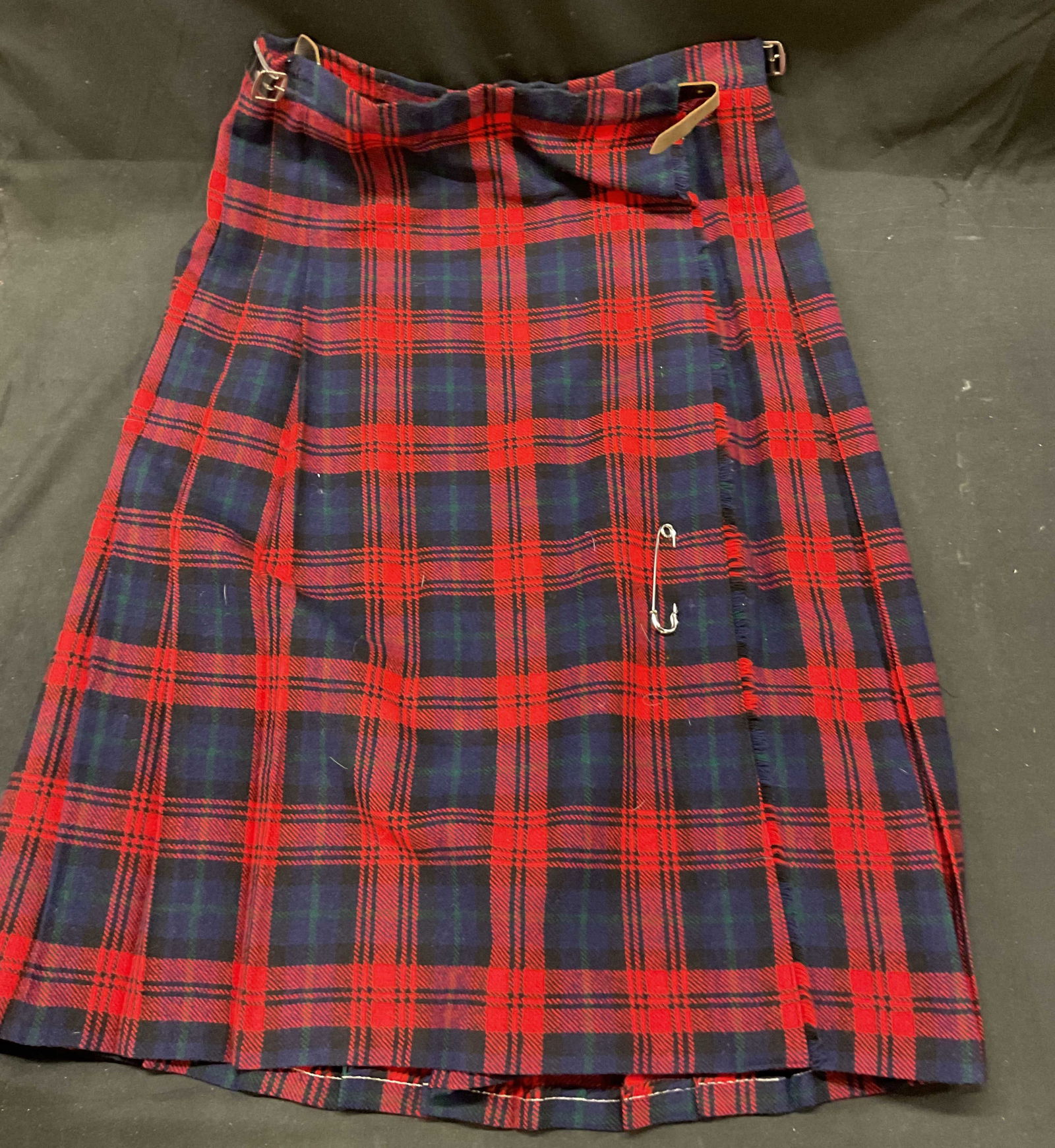 Vtg Scottish Red Blue Plaid Pleated Wool Kilt ENG (1 of 10)