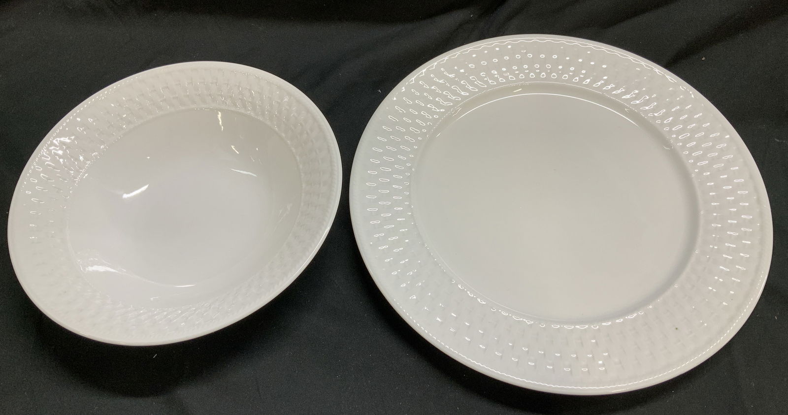 Lot 2 ONEIDA Basket Weave Serving Platter & Bowl (1 of 9)