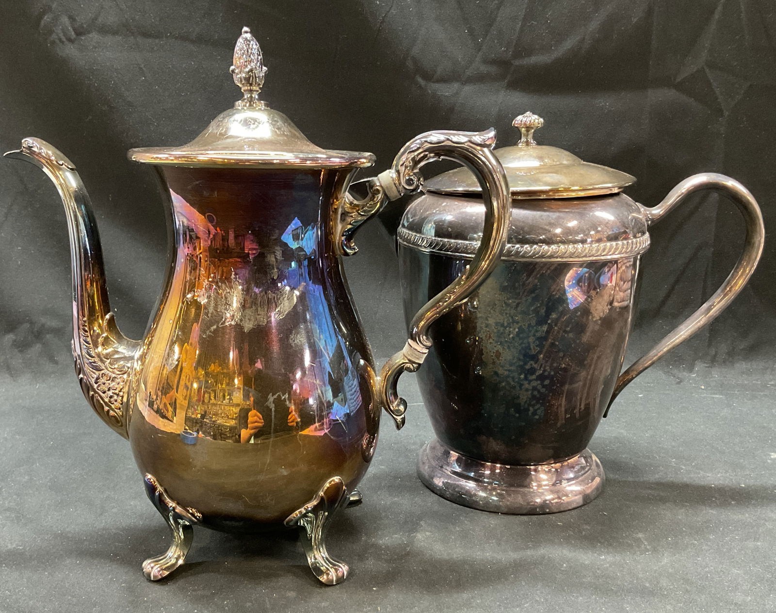 Lot 2 Silver on Copper Lidded Teapots B Rogers+ (1 of 13)