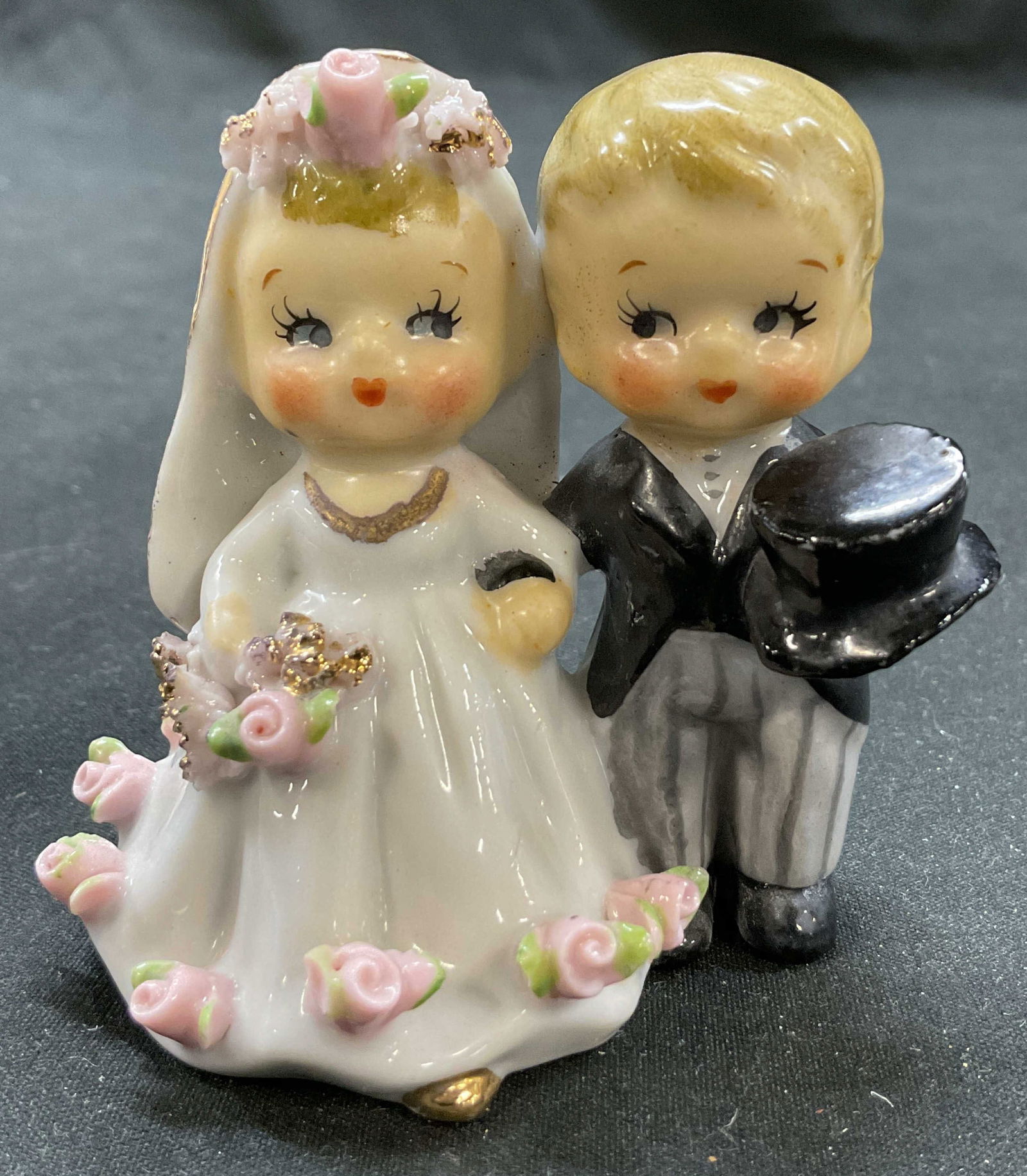 Vtg 1950s LEFTON Ceramic Bride & Groom Bell Japan (1 of 7)