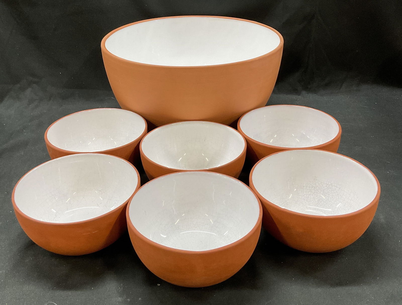 Set 7 Ceramic Terracotta Glazed Bowls (1 of 8)