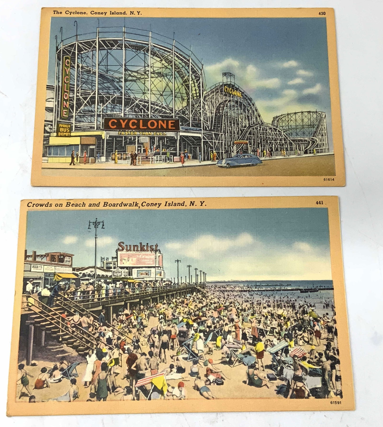 Lot 2 Vntg Coney Island NY Scenic Postcards ACACIA (1 of 6)