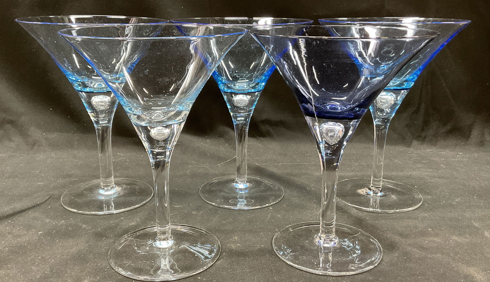 Set 5 Blue Martini Crystal Drinking Glasses (1 of 7)