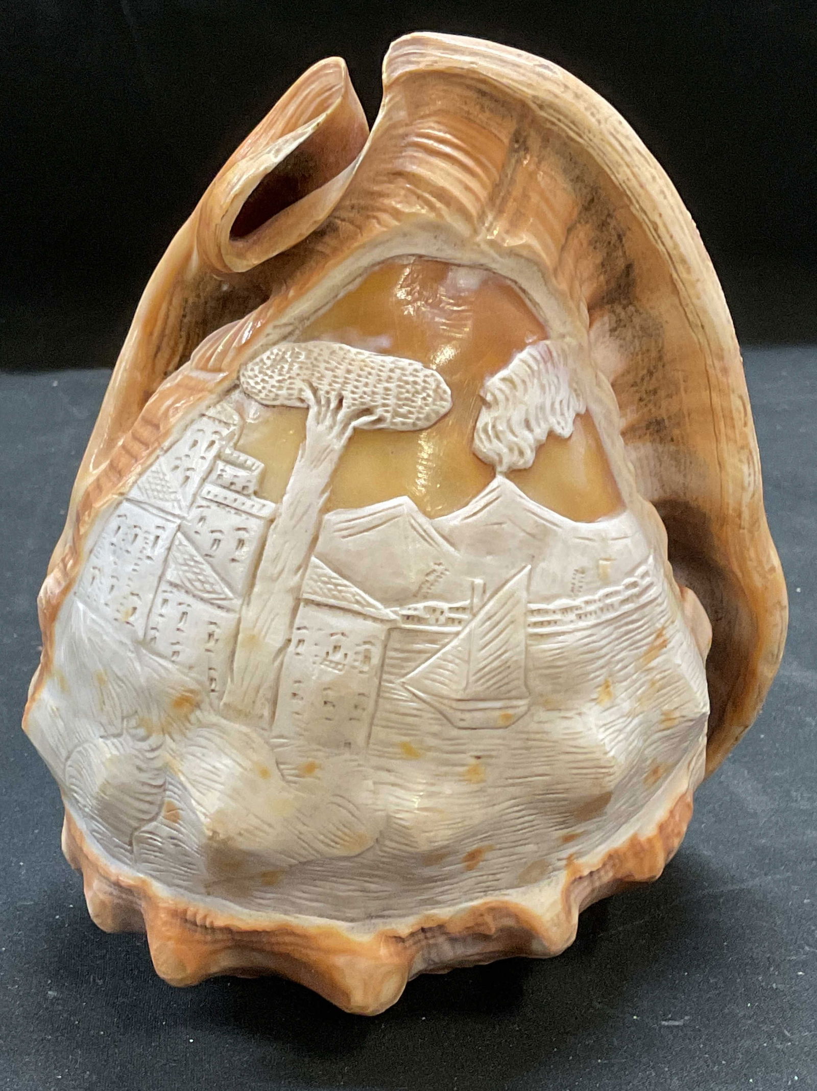 Vtg Conch Shell Cameo Lampshade, Landscape (1 of 6)