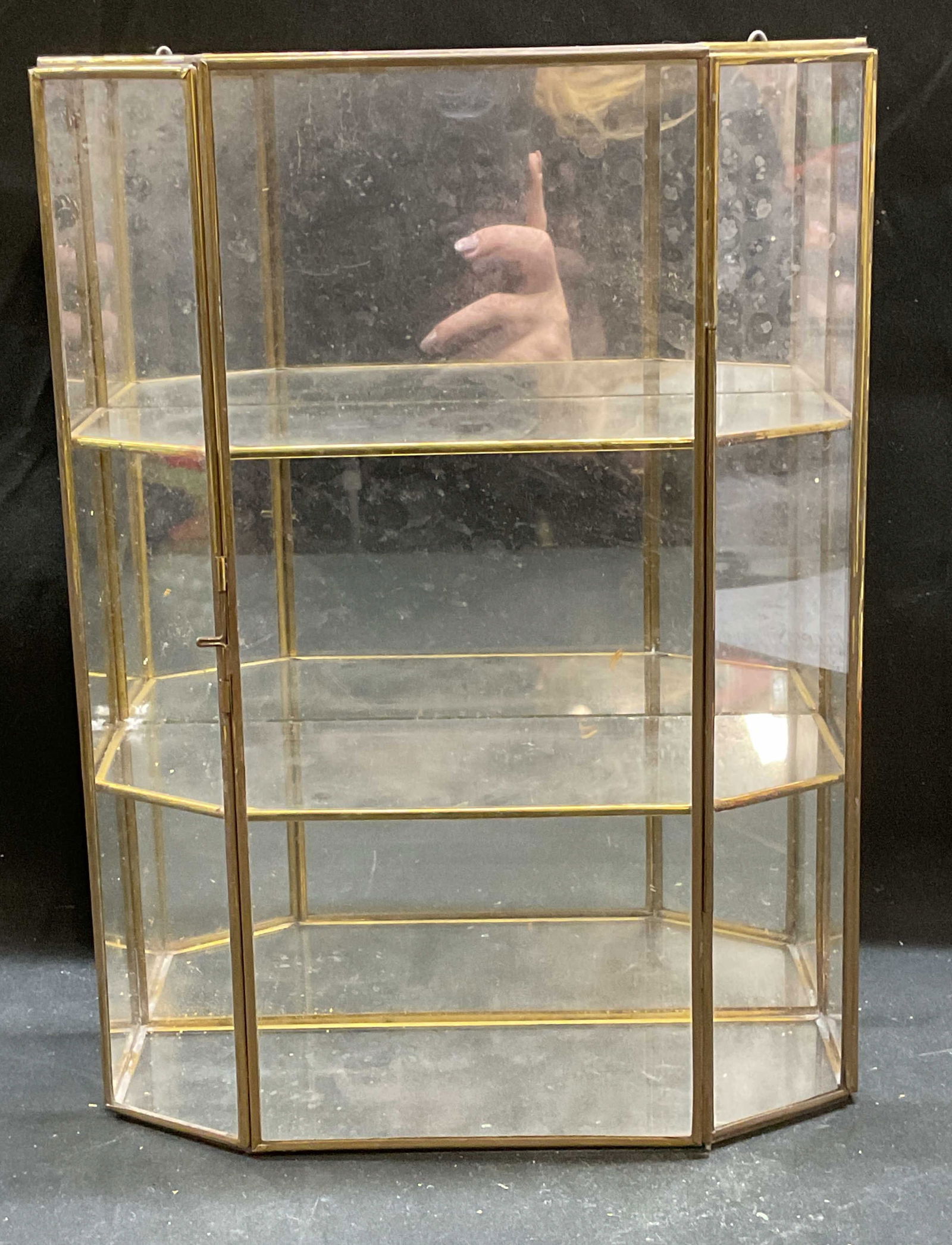 Vintage Brass Mirror Wall Display Cabinet (1 of 6)
