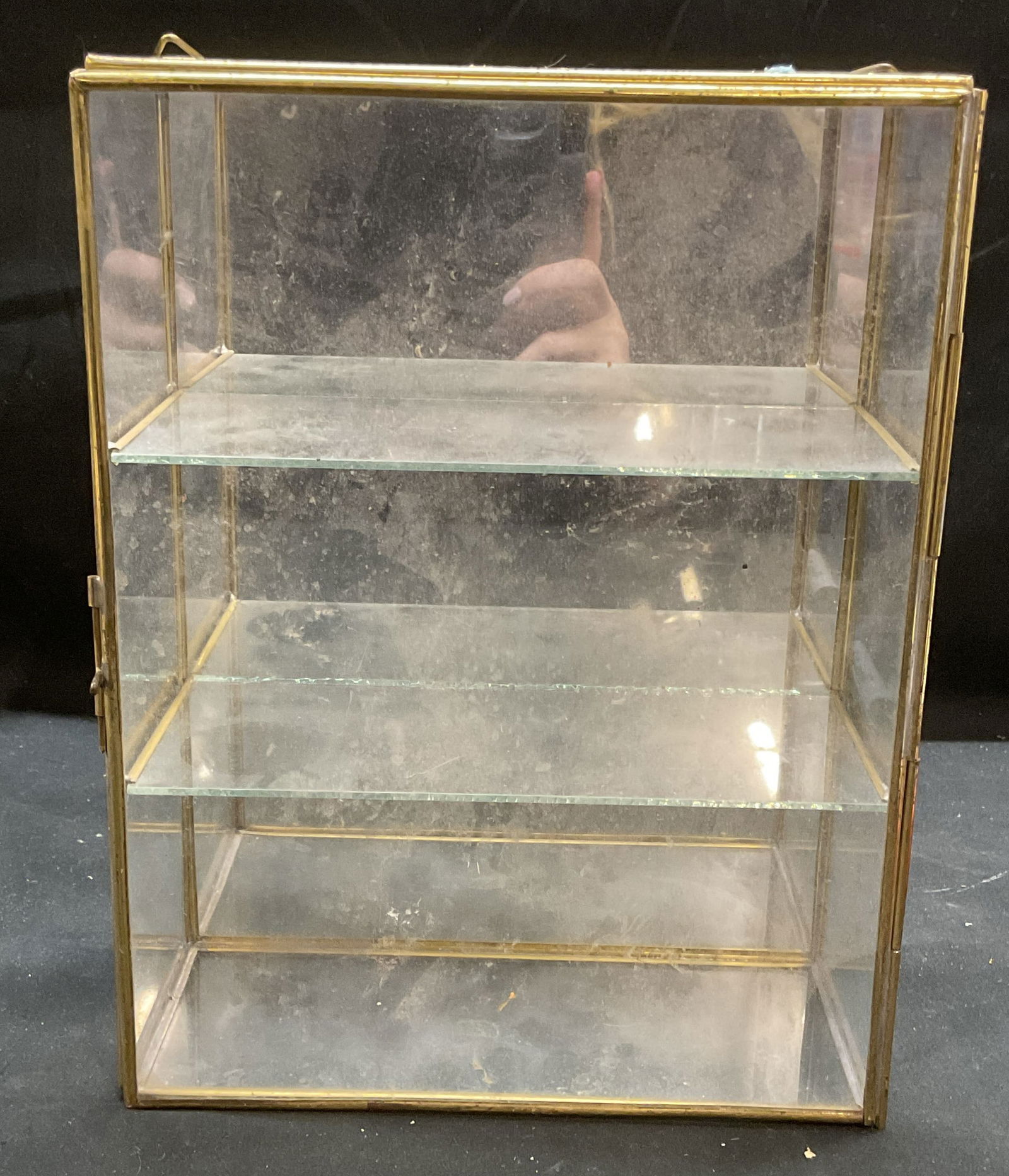 Vintage Brass Mirror Wall Display Cabinet (1 of 7)