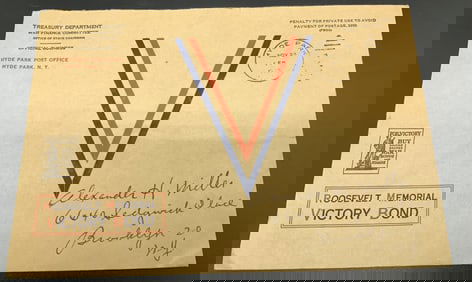 1945 Roosevelt Memorial Victory Bond Insc Envelope