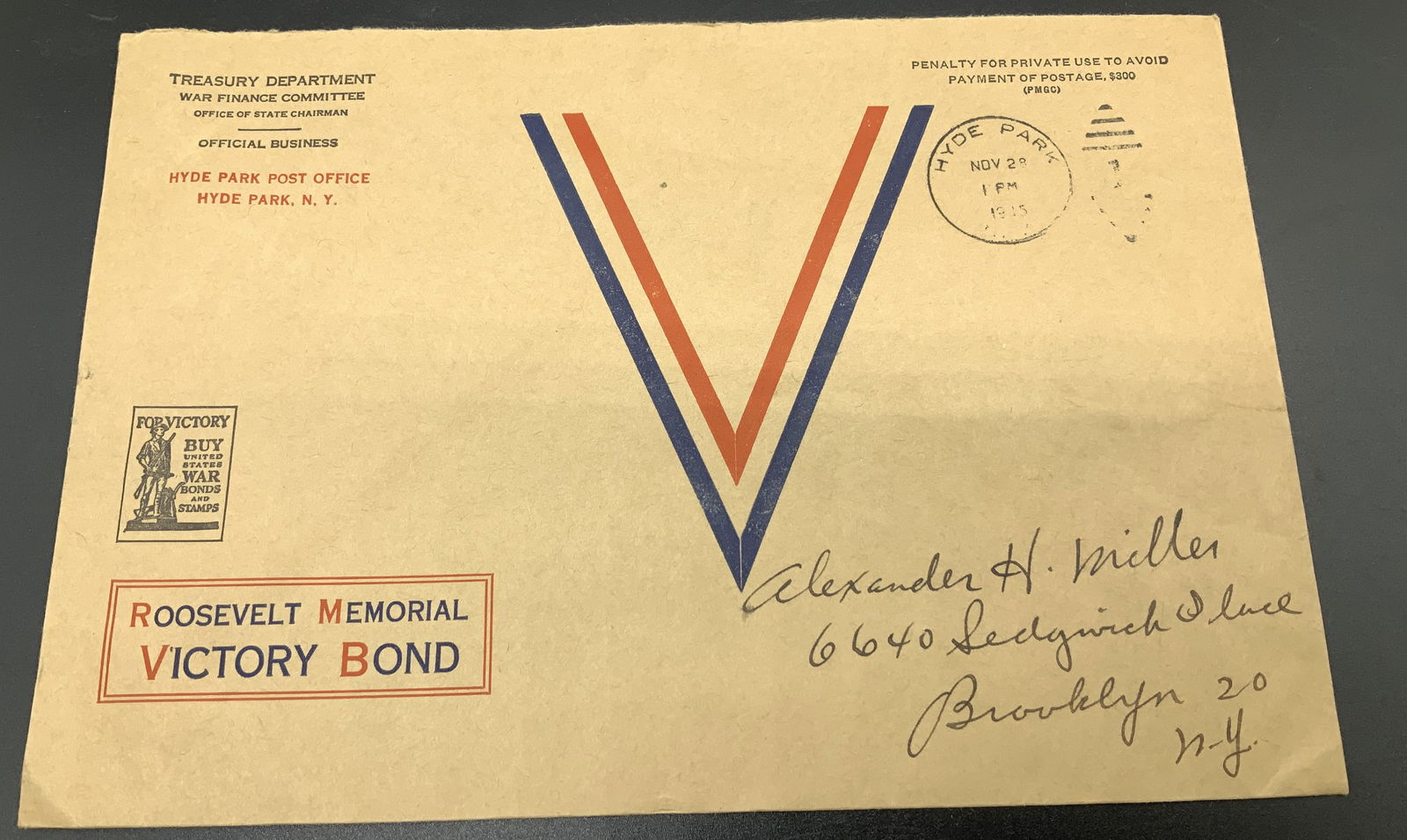 1945 Roosevelt Memorial Victory Bond Insc Envelope (1 of 7)