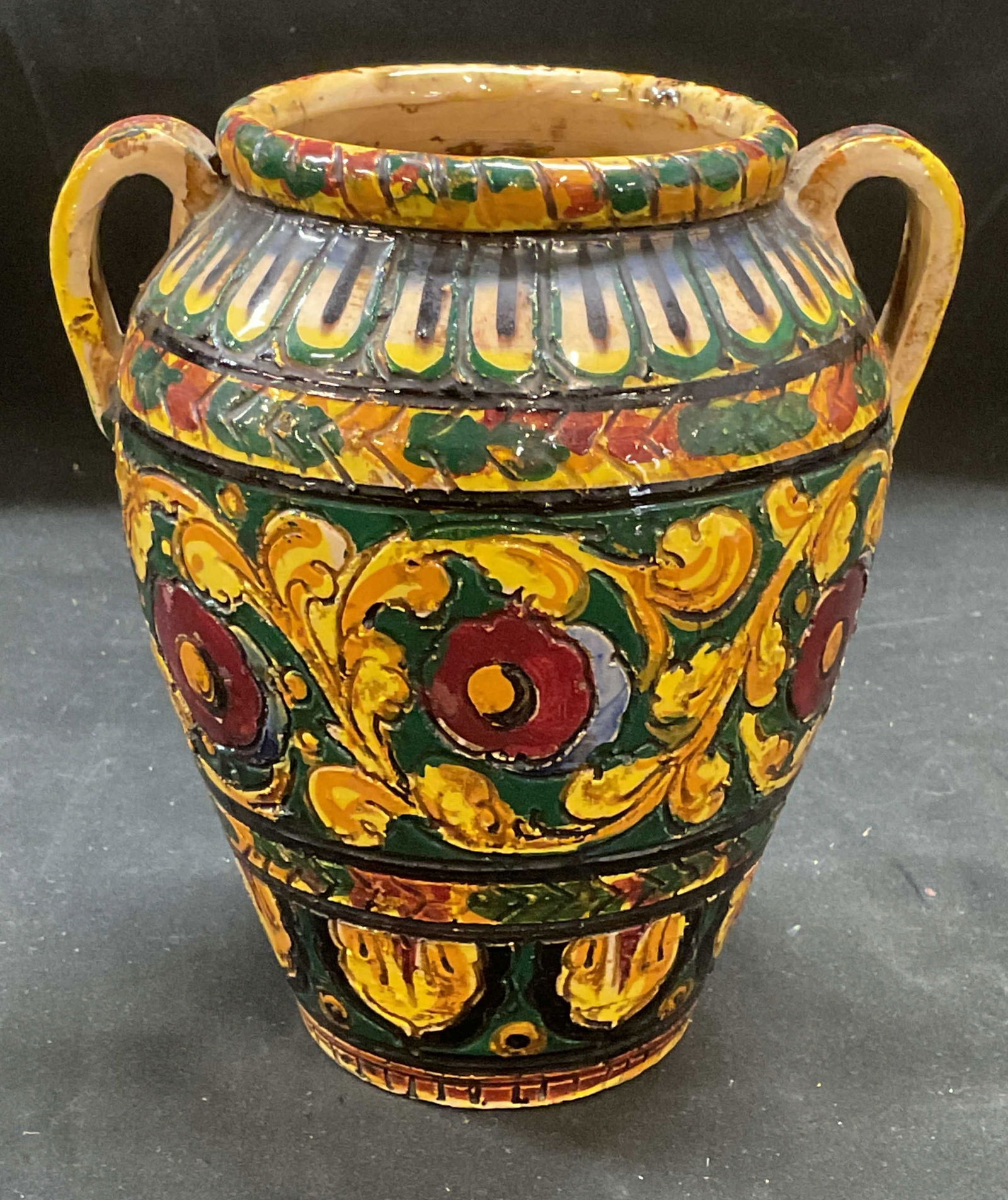 Vintage Italian Majolica Floral Ceramic Vase (1 of 6)